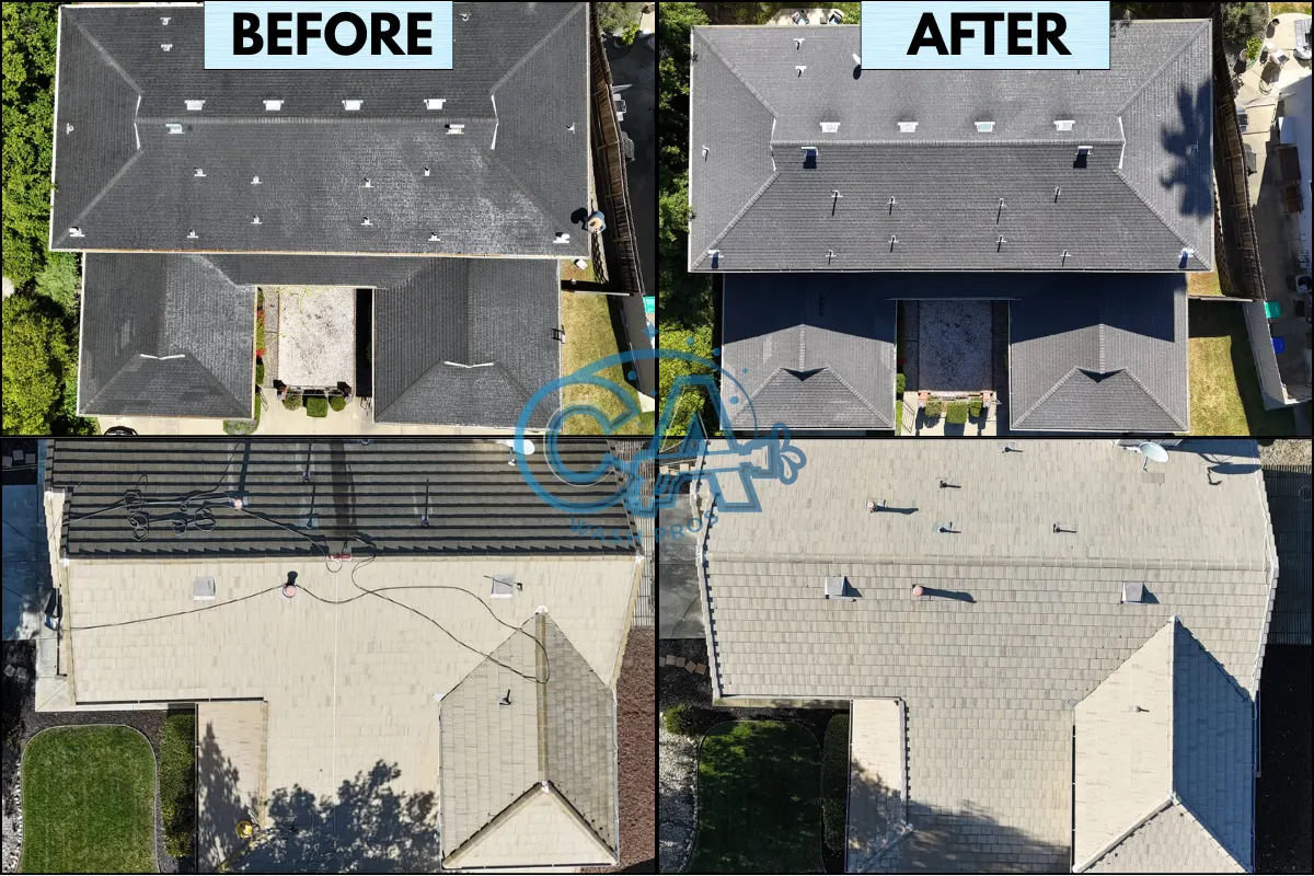 Roof cleaning service results in Fremont, CA completed by CA Wash Pros.