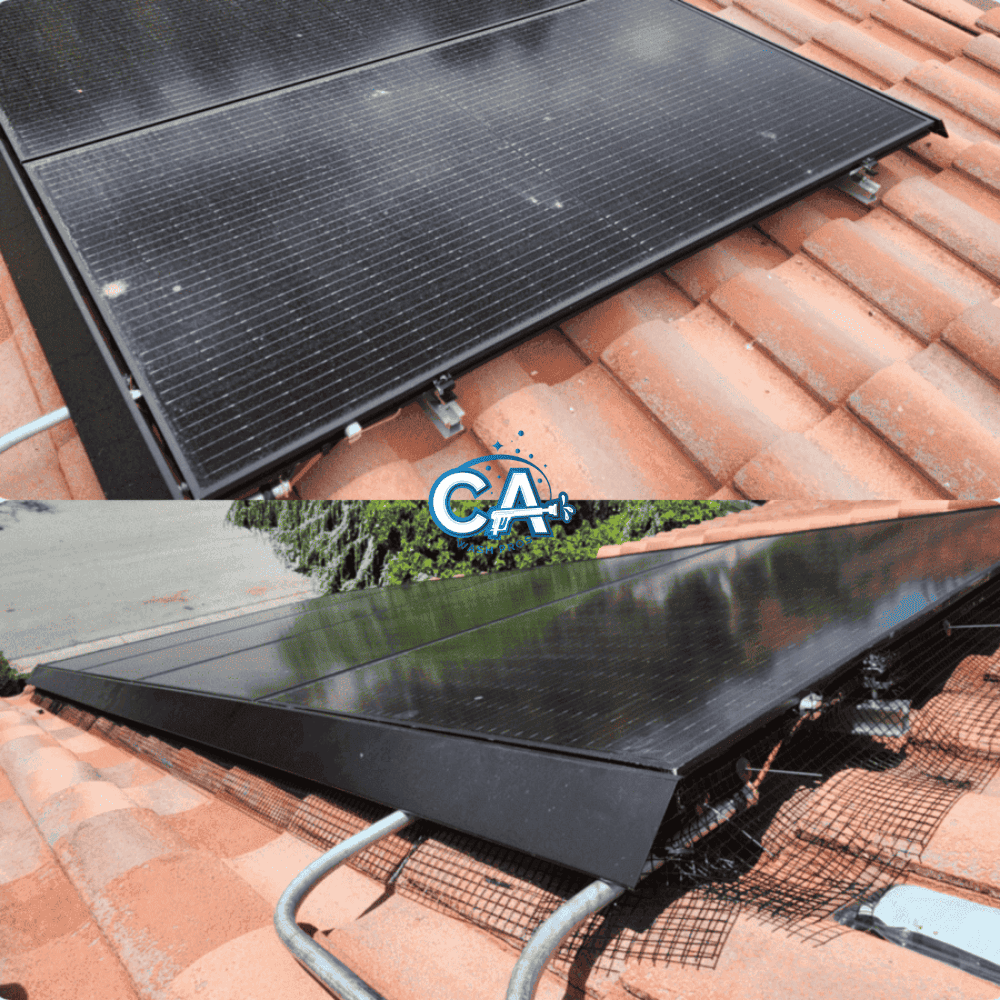 Bird-proofing mesh installed around solar panels in Danville, CA.
