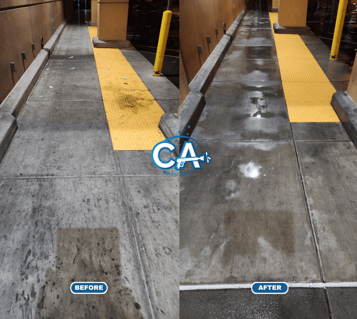 Fresh-looking commercial driveway after pressure washing in Castro Valley.