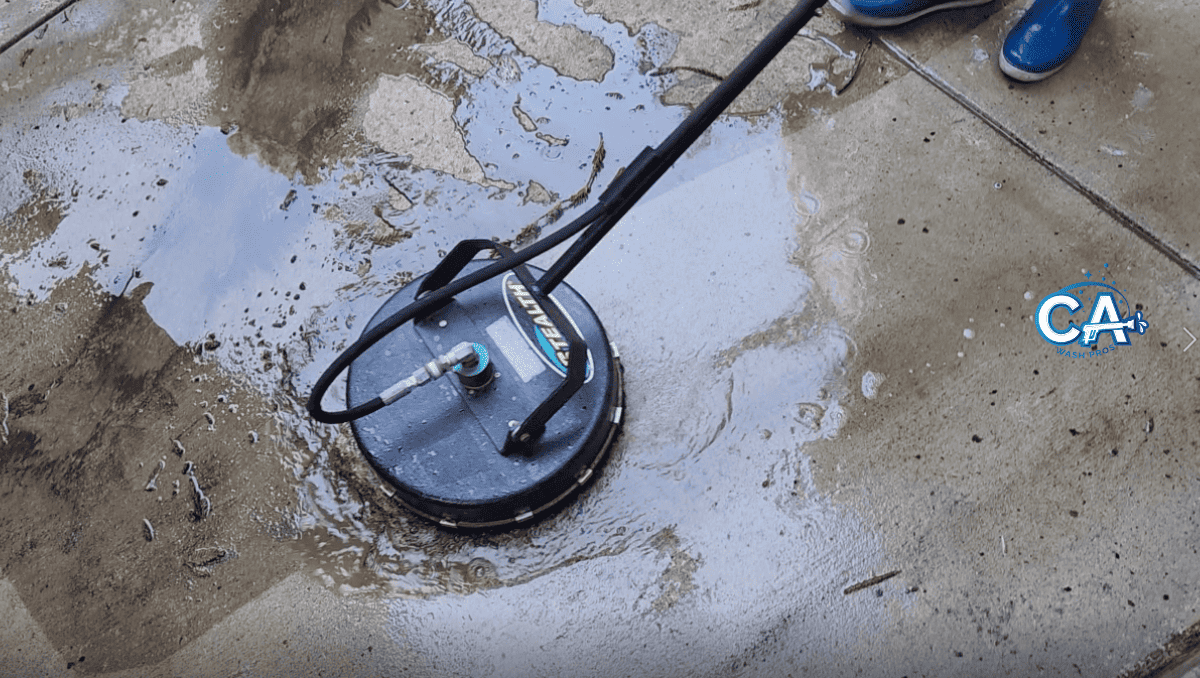 Oil-stained driveway pressure washed clean in Danville.
