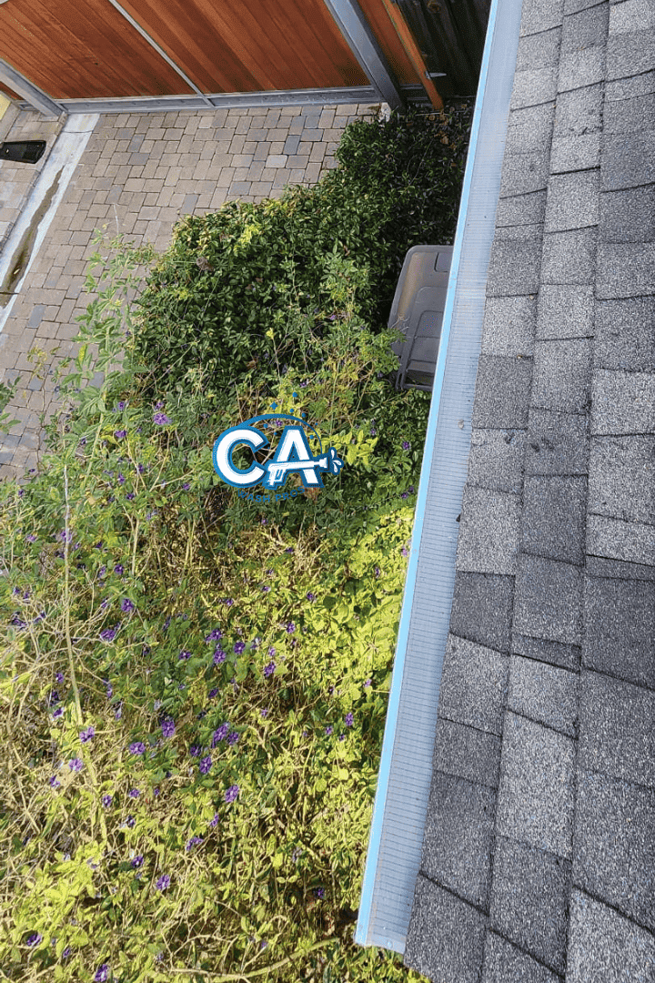 Leaf guard system protecting gutters from debris in Castro Valley.