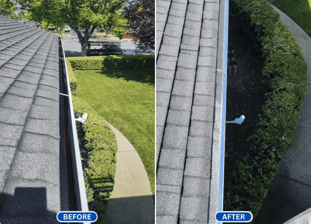 Gutter guards installed to prevent clogs in Santa Cruz home.