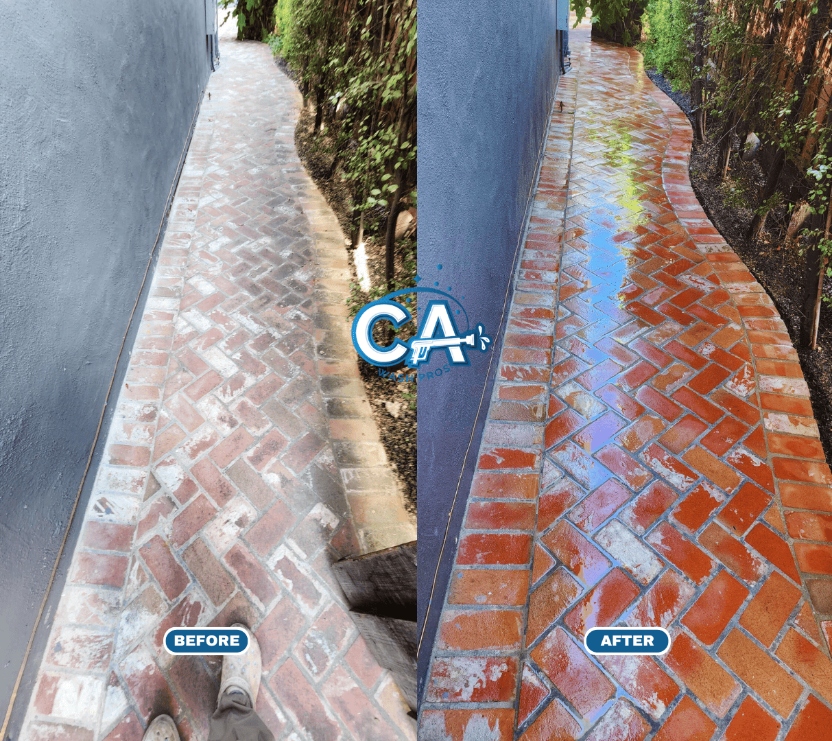 Walkway pressure washed to remove grime in Castro Valley, CA.