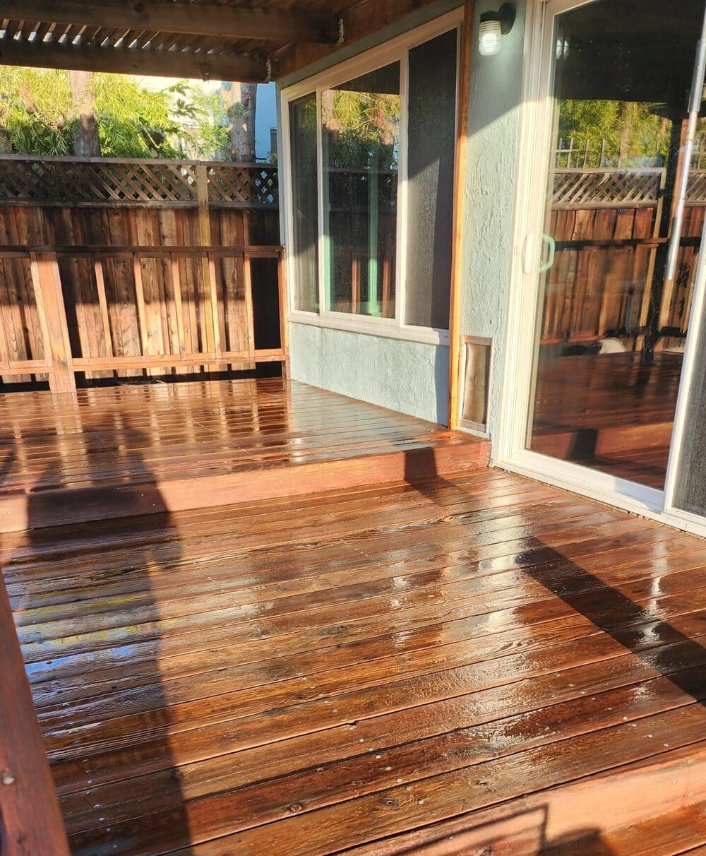 Pressure washing project on home exterior in Pleasanton, CA.