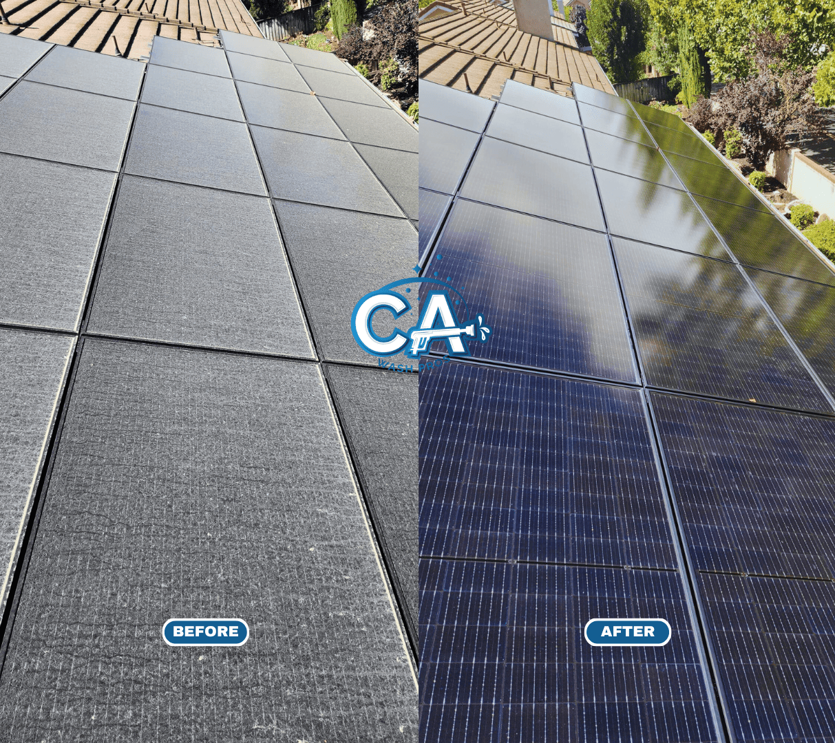 Restored solar panel system after professional cleaning in Danville.