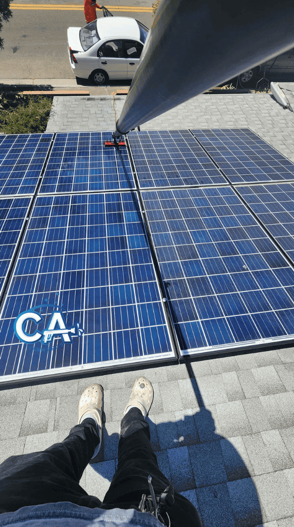 Rooftop solar panels restored with professional cleaning in San Leandro.