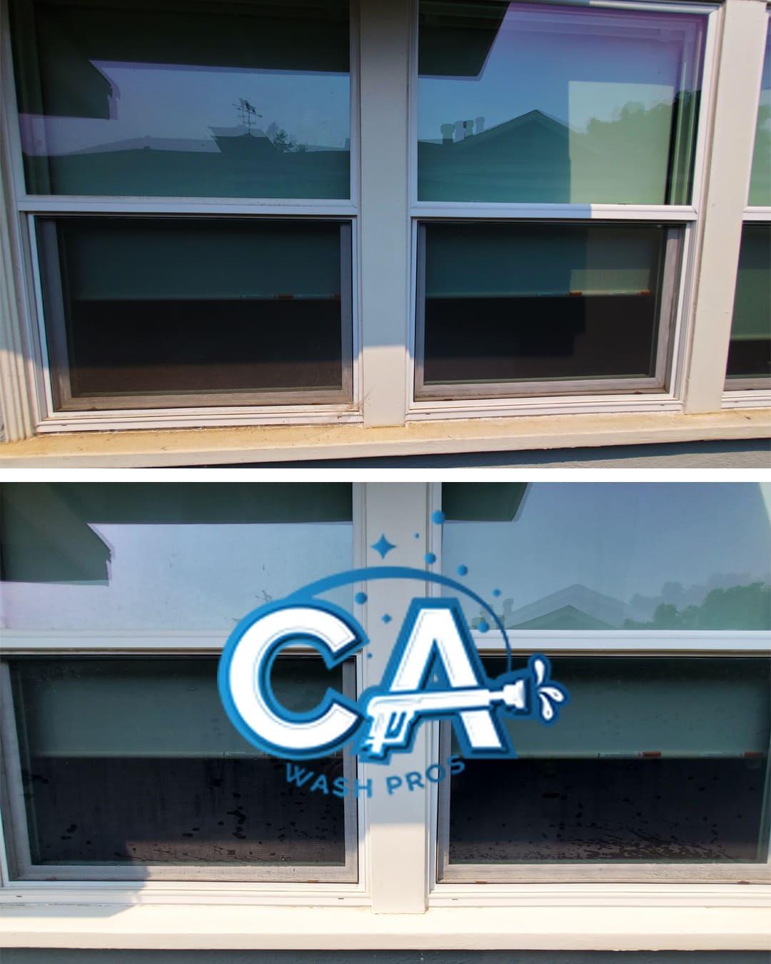 Clean windows shining after expert window washing in Pleasanton.