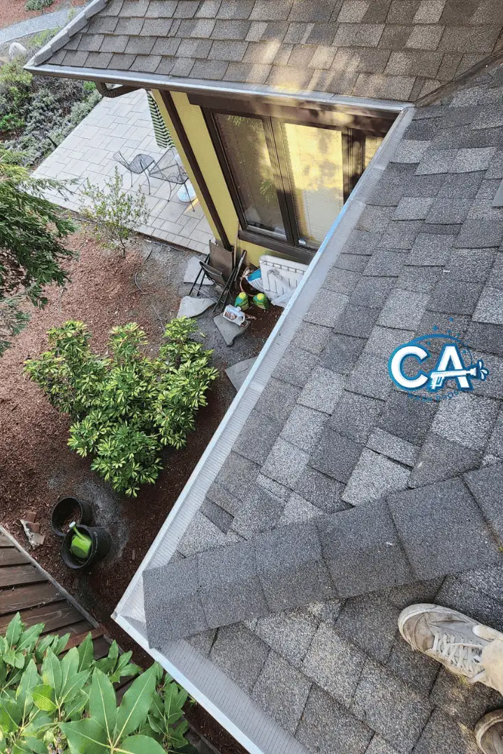 Fully installed gutter guards completed by CA Wash Pros on a residential property in San Jose, CA.