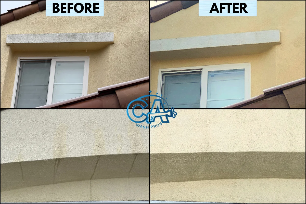 Transformative results of a house wash service done by CA Wash Pros for a residential home in San Jose, California.