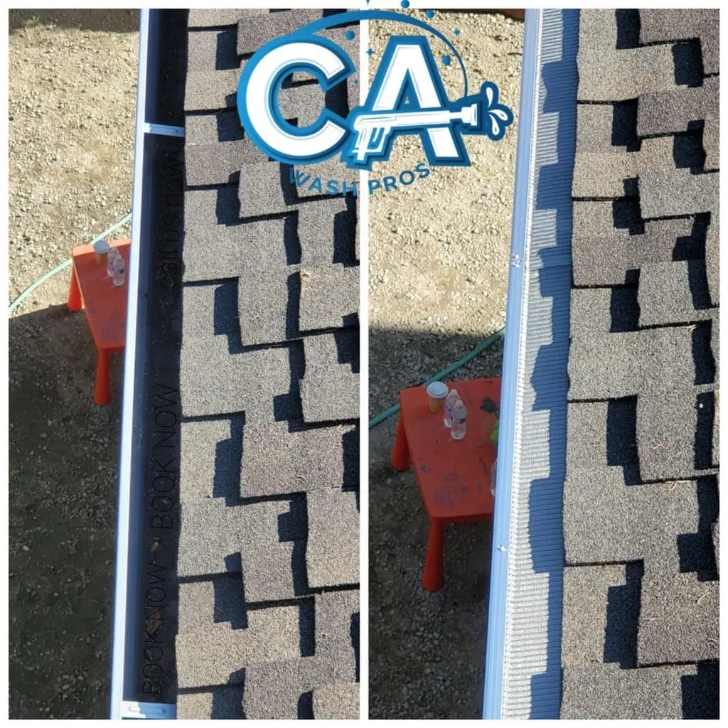 Results of gutter guard installation service by CA Wash Pros.