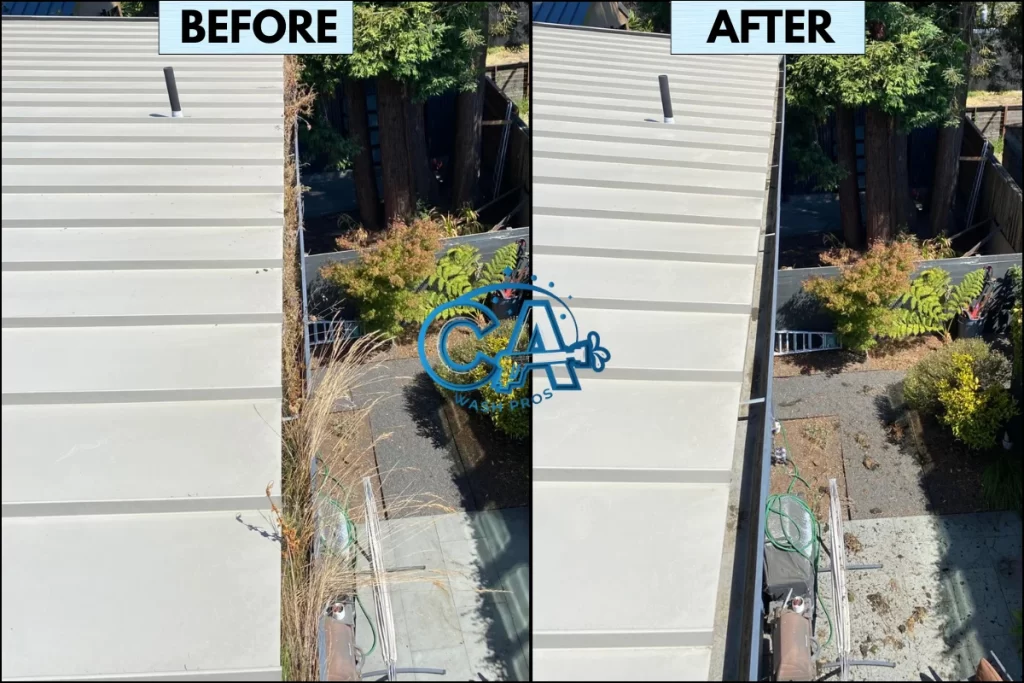 Commercial gutter cleaning in by CA Wash Pros.