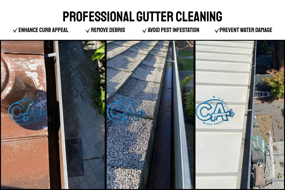 After-results of CA Wash Pros expert gutter cleaning service.