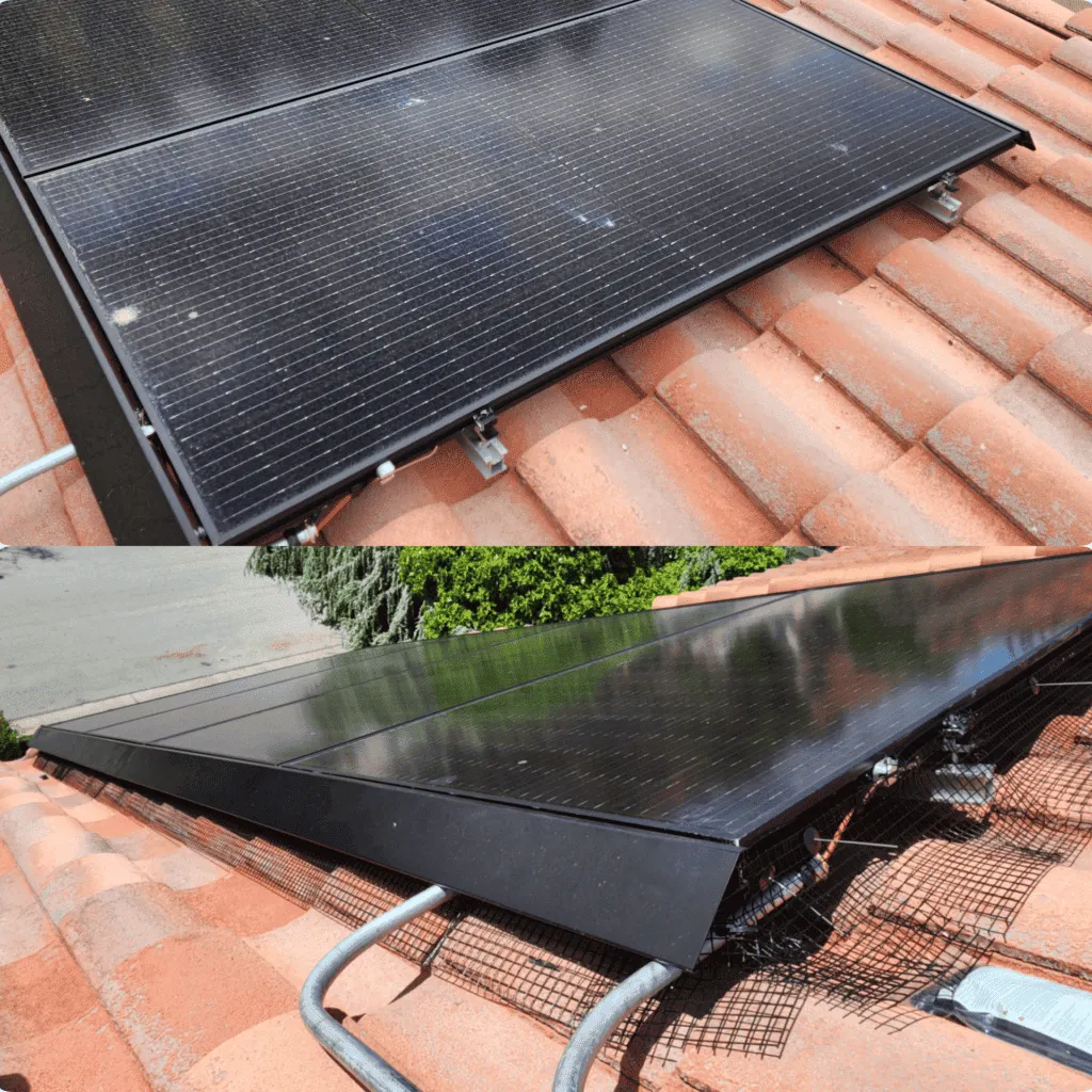 Solar panel bird proofing installation completed by CA Wash Pros in San Jose, California.