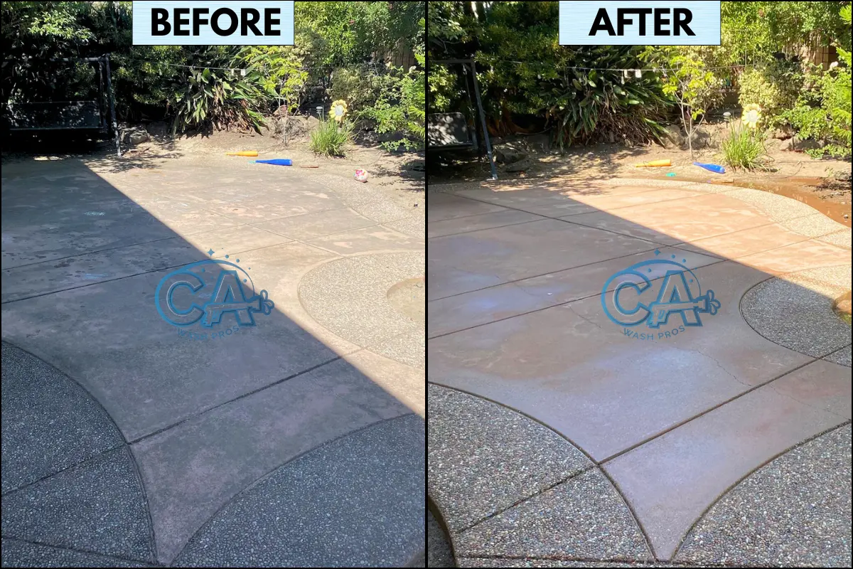 Before and after results of professional pressure washing service by CA Wash Pros in Campbell, CA.