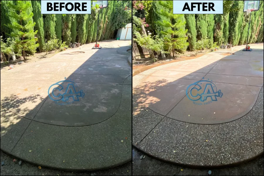 Before and after results of professional pressure washing service by CA Wash Pros in Campbell, CA.