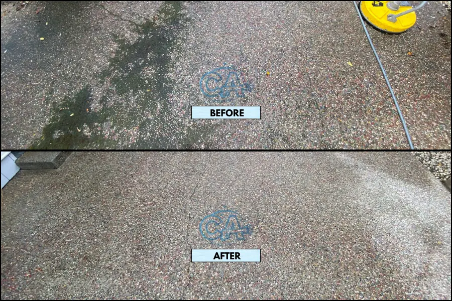 Results of patio pressure washing service completed by CA Wash Pros.
