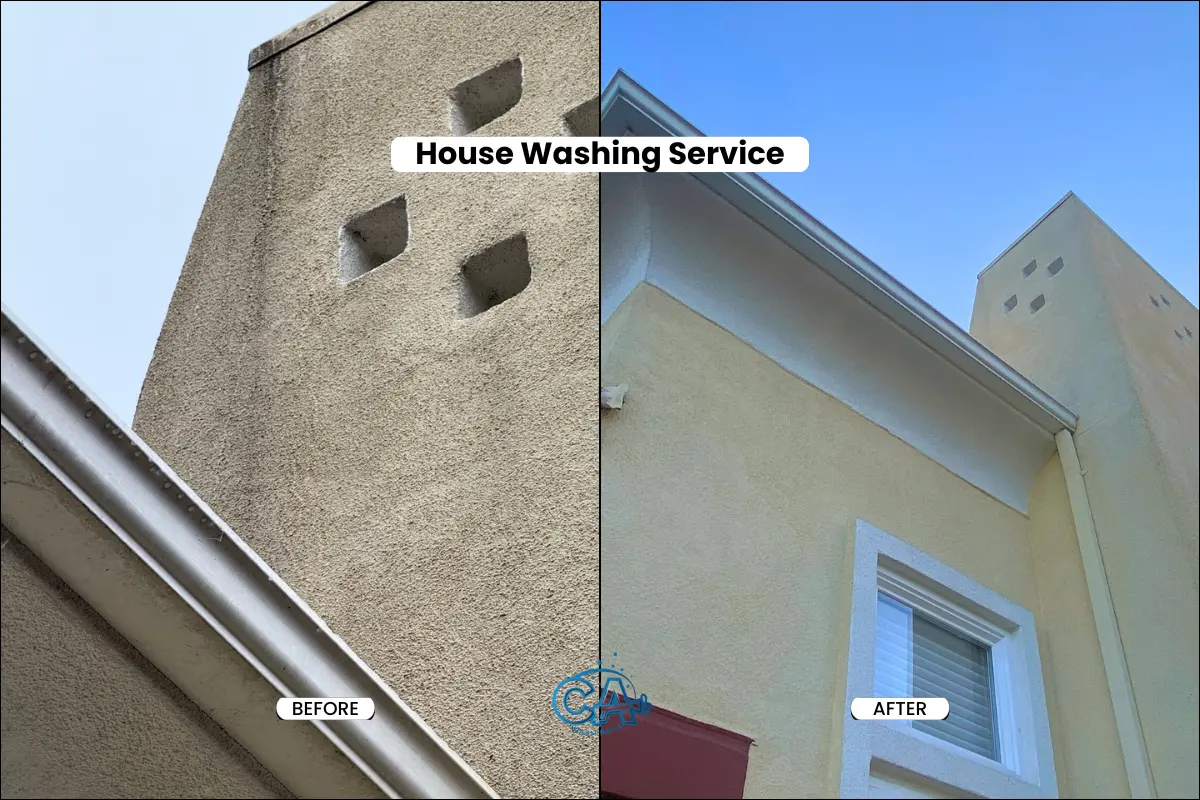 Before and after results of our house washing service.